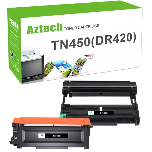 A Aztech TN450 Toner Cartridge & DR420 Drum Unit Compatible for Brother HL-2270DW HL-2240D HL-2280DW MFC-7360N MFC-7860DW DCP-7065DN (1x TN 450 Toner Cartridge Black, 1x DR-420 Drum)