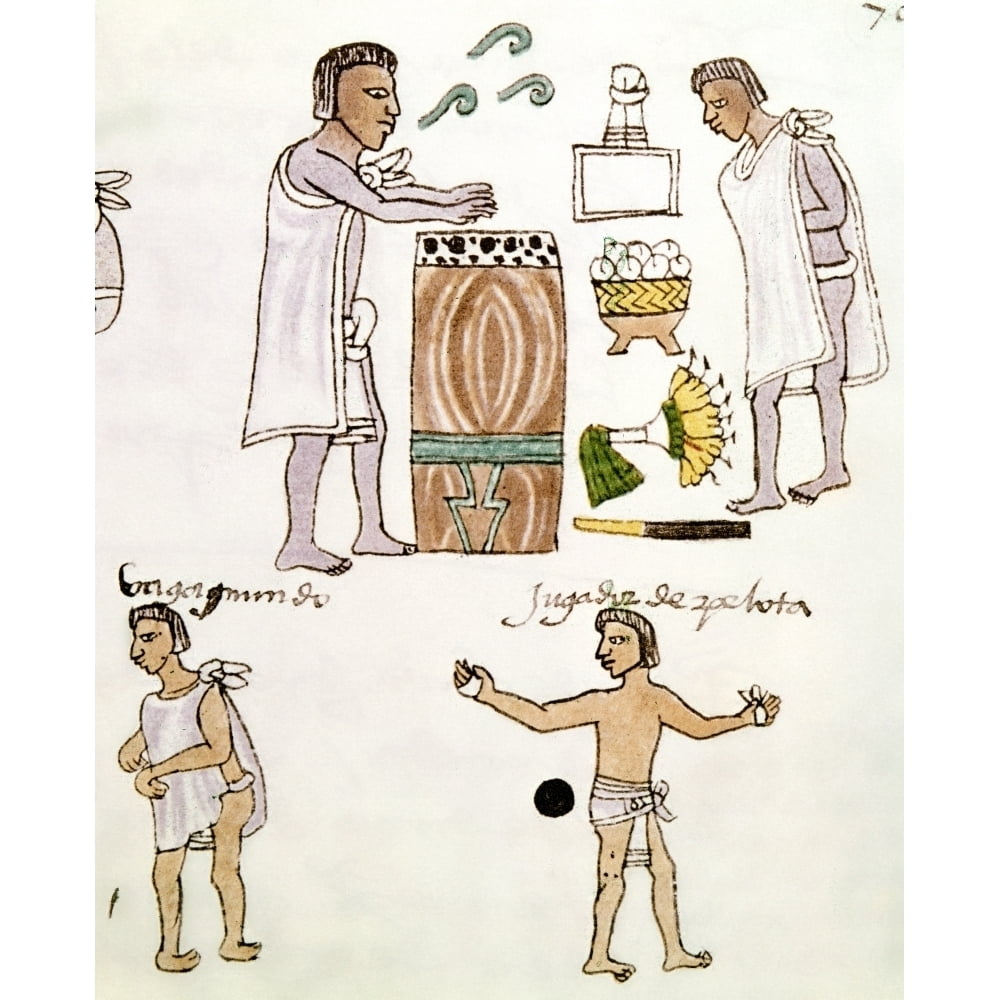 Aztecs Recreation C1540. Nan Entertainer Sings And Beats A Drum With A ...