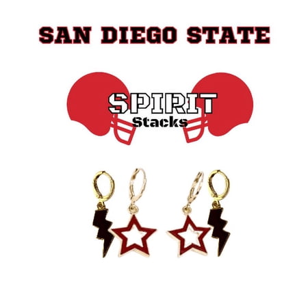 San Diego State - Aztecs Spirit Stack black mini enamel bolts and red statement open starboys