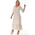 thumbnail image 1 of Azucar 100% Linen Ladies 3/4 Sleeves & Ruffled Hem Long Dress in (2) Colors - LLD1695, 1 of 2