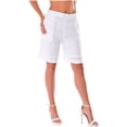 thumbnail image 1 of Azucar Ladies 100% Linen Flat Front Linen Shorts w/Pockets in (3) Colors-LLH1379, 1 of 4