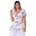 thumbnail image 1 of Azucar Ladies 100% Linen Short Sleeve V-neck with Hi-Low Hem in (3) Colors-LLWB110, 1 of 6