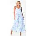thumbnail image 1 of Azucar Ladies Wide Leg 100% Linen Jumper with Halter V-Neck in (5) Colors-LLWJ1387, 1 of 7