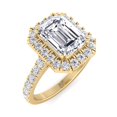 thumbnail image 1 of Azul - Moissanite Emerald Cut Halo Lab Diamond Engagement Ring with Side stones, 1 of 4