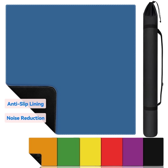 AzulHome Classic Anti-Slip Noise Reducing Game Mat - Mahjong, Poker, Cards, Dominoes Table Cover with Portable Carry Bag (Blue)