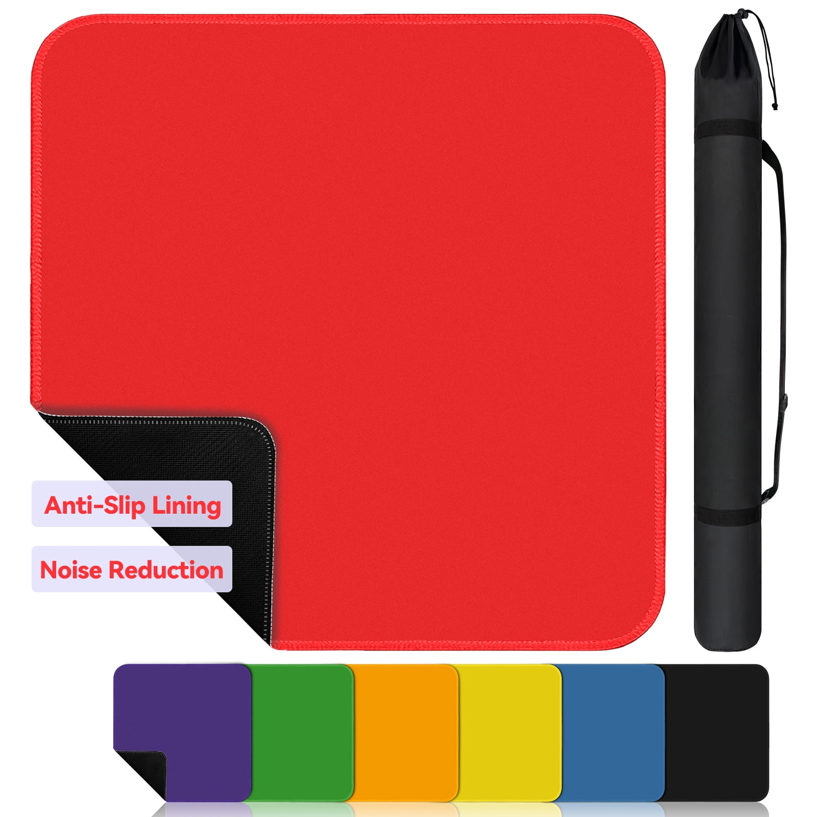 AzulHome Classic Anti-Slip Noise Reducing Game Mat - Mahjong, Poker, Cards Table Cover with Portable Carry Bag (Red)