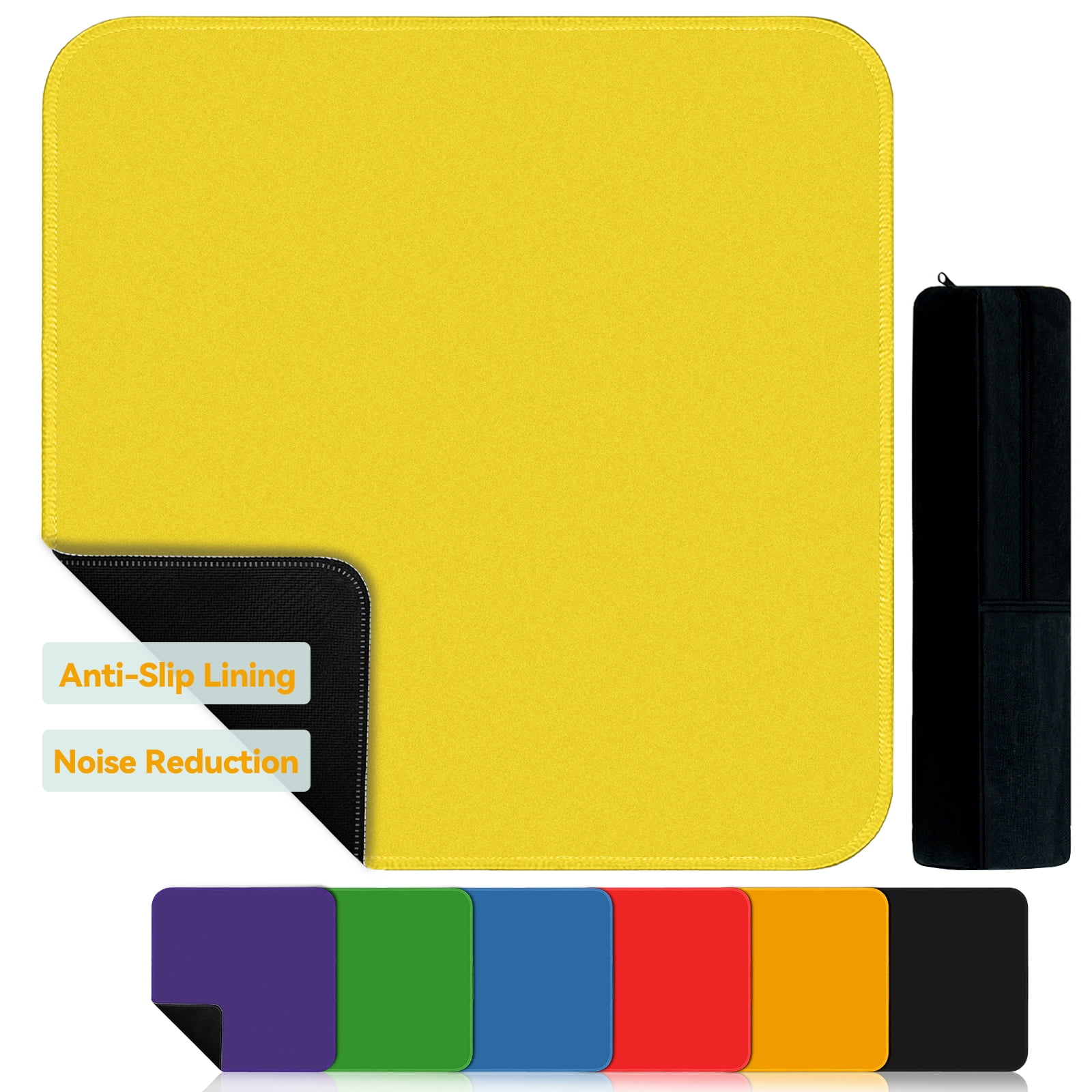 AzulHome Anti-Slip & Noise Reducing Mahjong Table Cover - Multi-Game Mat for Poker, Cards, Dominoes with Carry Bag (Yellow)