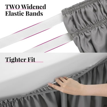 AzulHome Bed Skirts Dust Ruffle for King/California King Size Bed, 16 inch Tailored Drop with Adjustable Elastic Belt, Easy to Install and Clean (Grey)