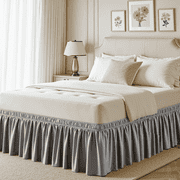 AzulHome Bed Skirts Dust Ruffle for King/California King Size Bed, 16 inch Tailored Drop with Adjustable Elastic Belt, Easy to Install and Clean (Grey)