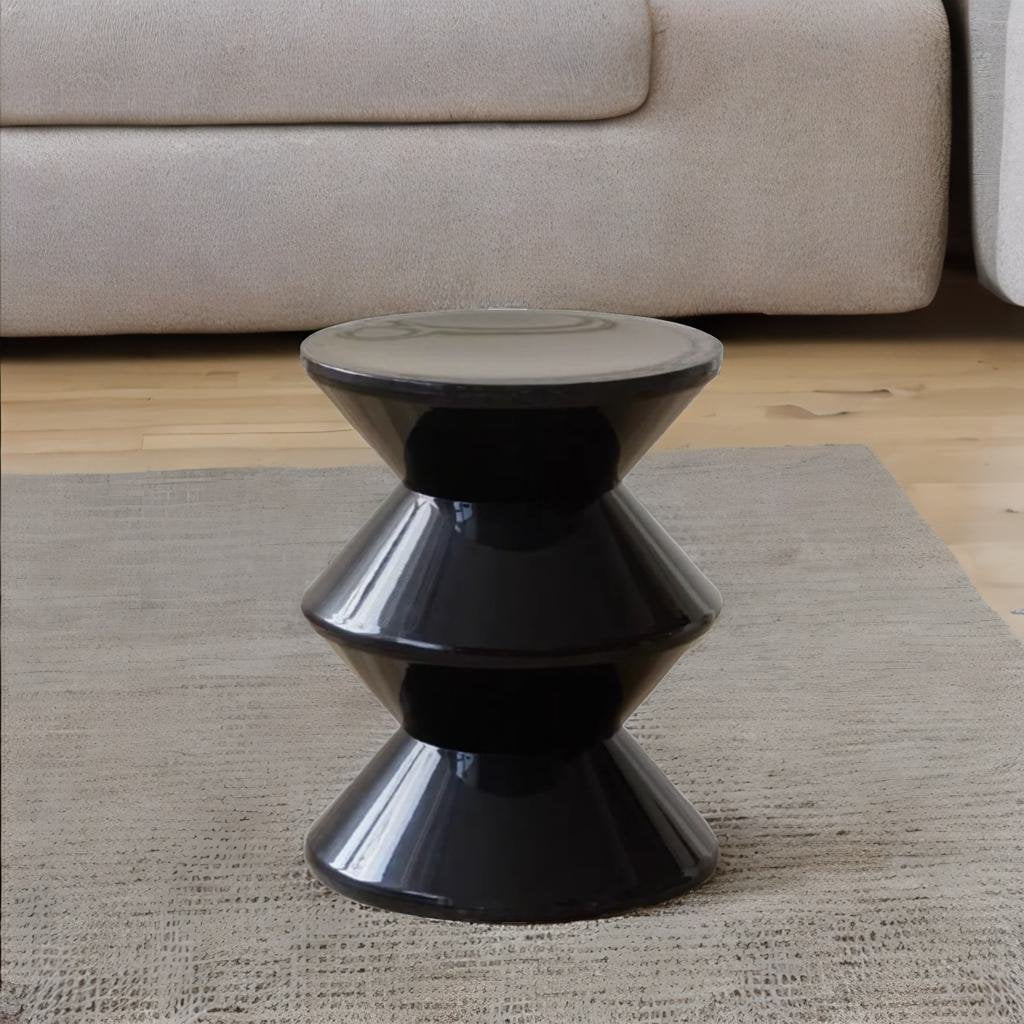 AzulHome Fiberglass 2-in-1 End Table and Chair, Modern Nightstand For Living Room, Bedroom, Dining or Small Spaces, Black