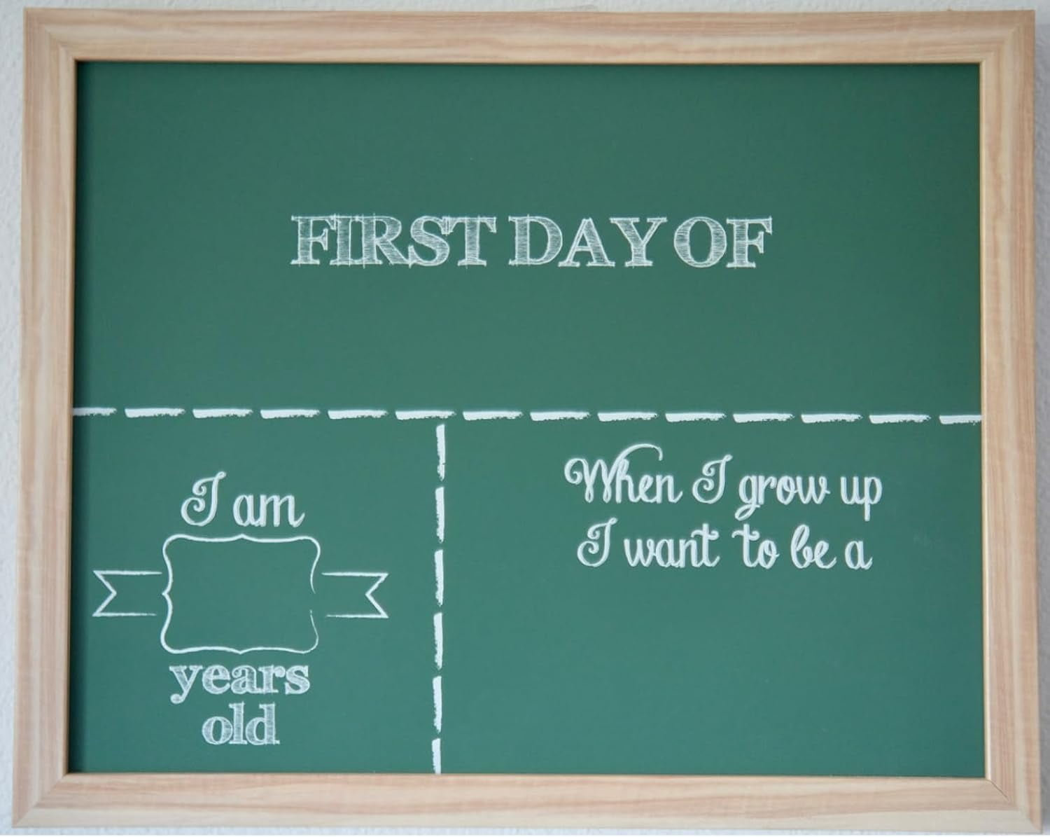 AzulHome First Day of School Sign, 14 x 11 Inch Back to School Sign for Kids/Girls/Boys, Reusable Wooden 1st Day of Preschool/Kindergarten Photo Props, Framed Chalkboard for Home Wall Dcor