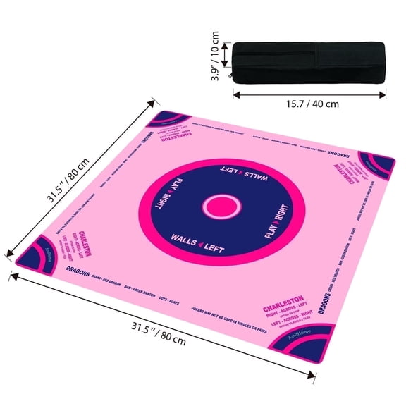 Classic Mahjong Mat with Rules, Anti-Slip and Noise Reduction, 31.5"x31.5" Neoprene Mat for Mahjong, Poker