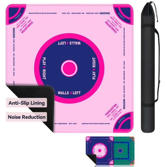 Classic Mahjong Mat with Rules, Anti-Slip and Noise Reduction, 31.5"x31.5" Neoprene Mat for Mahjong, Poker