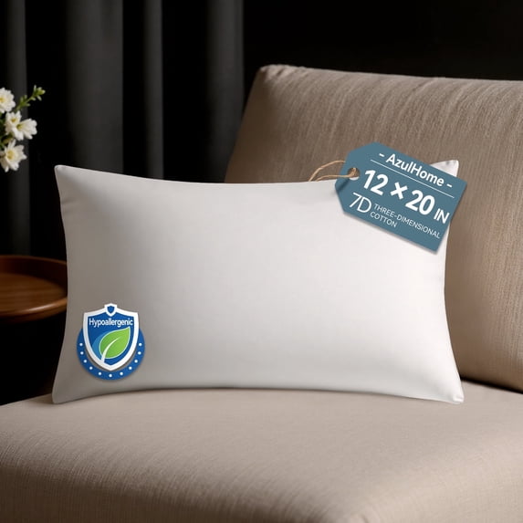 AzulHome Pillow Inserts 12x20, 1PCS, Lightweight Soft Pillow Stuffing for Sofa, Bed, and Home Décor White