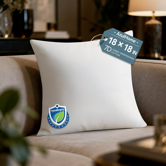 AzulHome 18x18 Throw Pillow Inserts, 1PCS, Pillow Insert, Lightweight Soft Fillers for Sofa, Bed, and Home Décor White