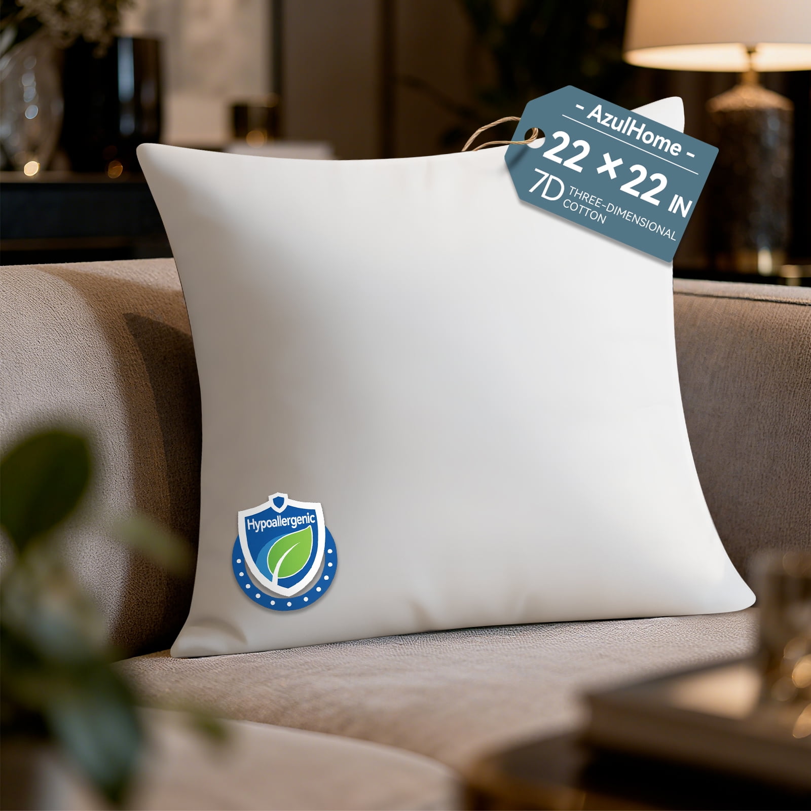 AzulHome Throw Pillow Inserts 22x22, 1PCS, Lightweight Soft Pillow