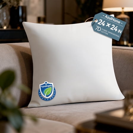 AzulHome 24x24 Pillow Insert,1PCS, Lightweight Soft Fillers for Sofa, Bed, and Home Décor White