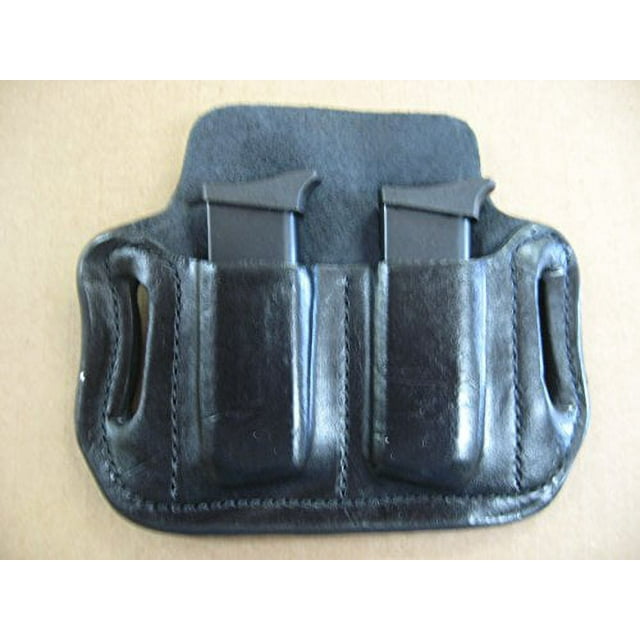 Azula Gun Holsters Kimber Micro 9 9mm Leather 2 Slot Molded Pancake Belt Mag Clip Pouch Black