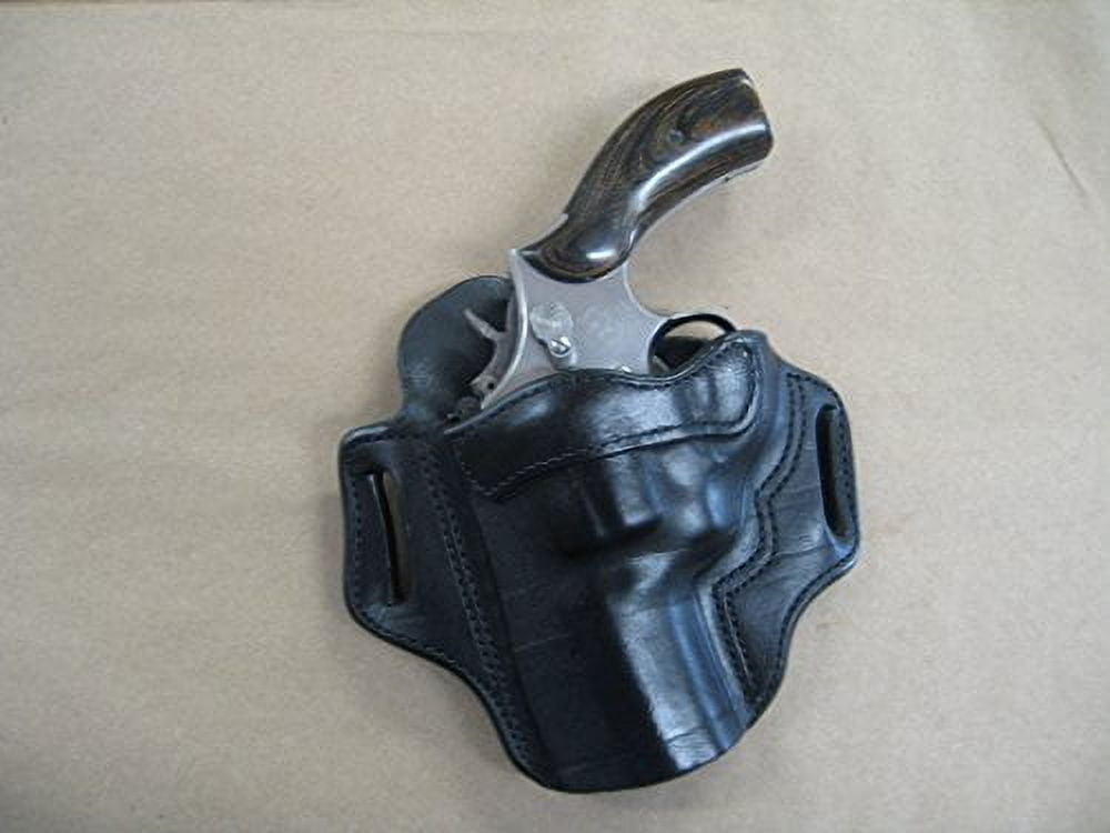 Azula Leather 2 Slot Molded Pancake Belt Holster for Smith & Wesson S&W L Frame 2"-3" Revolver Black LH