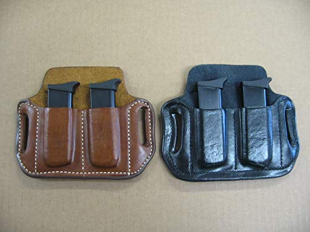 Azula Leather 2 Slot Molded Pancake Belt Mag Pouch for Smith & Wesson S&W 5900, 5906, 910, 915 9mm Black