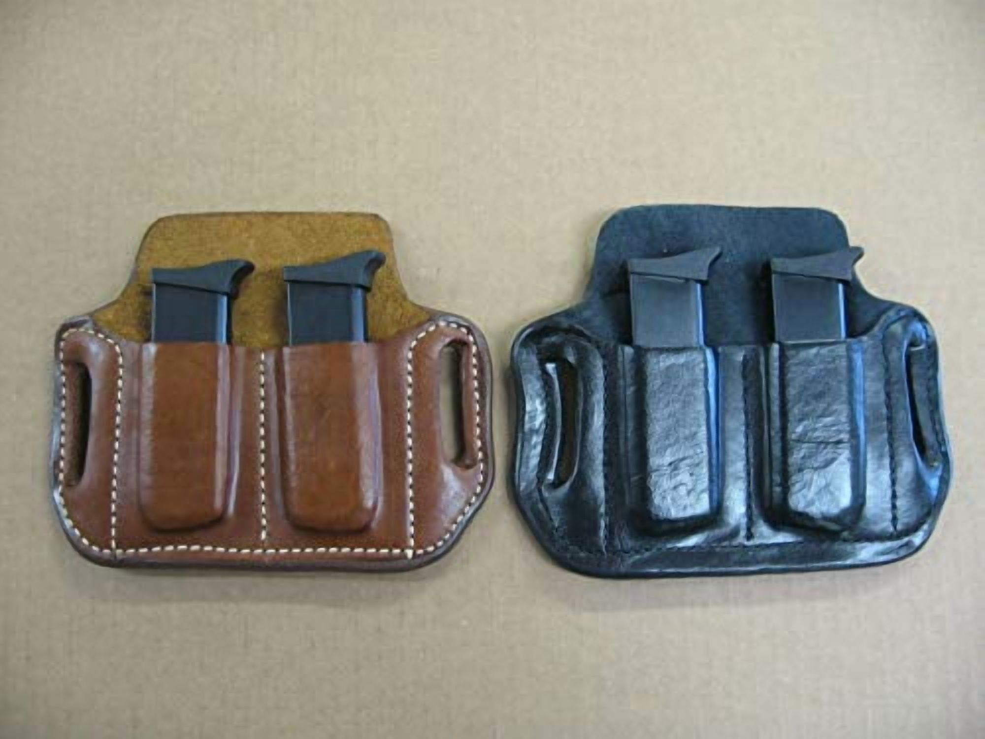 Azula Leather 2 Slot Molded Pancake Belt Mag Pouch for Smith & Wesson S&W 5900 9mm Black