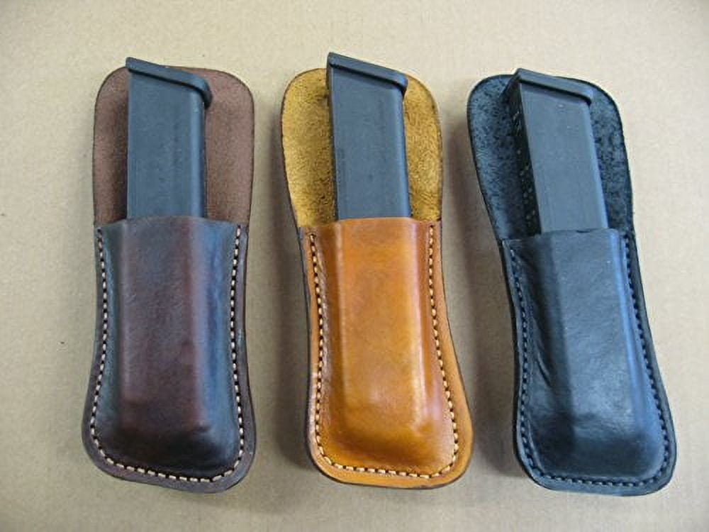 Azula Leather Clip On OWB Belt Extended Magazine Mag Pouch for Glock 40 22 Round / 9mm 24 Round - Dark Brown