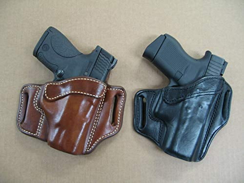 Azula OWB Leather 2 Slot Molded Pancake Belt Holster for Glock 19, 19X, 45, 23, 32 TAN RH