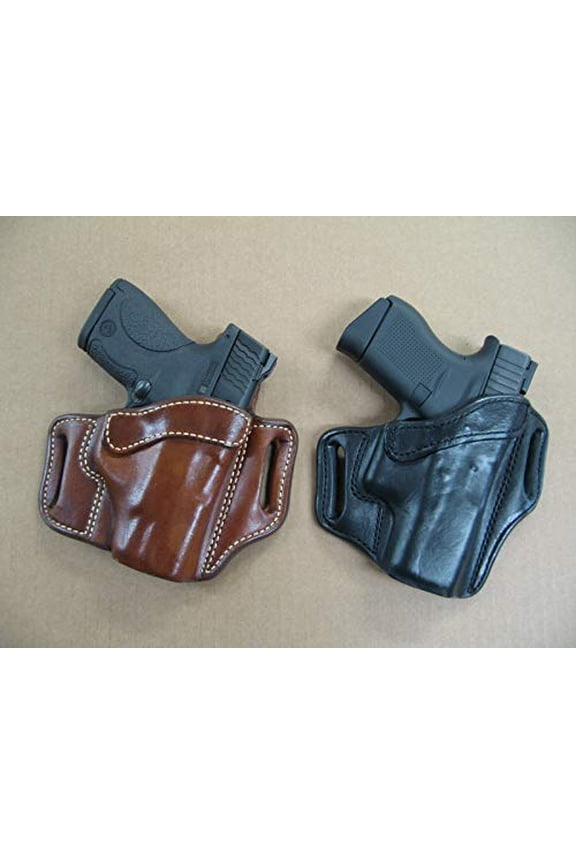 Azula OWB Leather 2 Slot Molded Pancake Belt Holster for Glock 19, 19X, 45, 23, 32 TAN RH