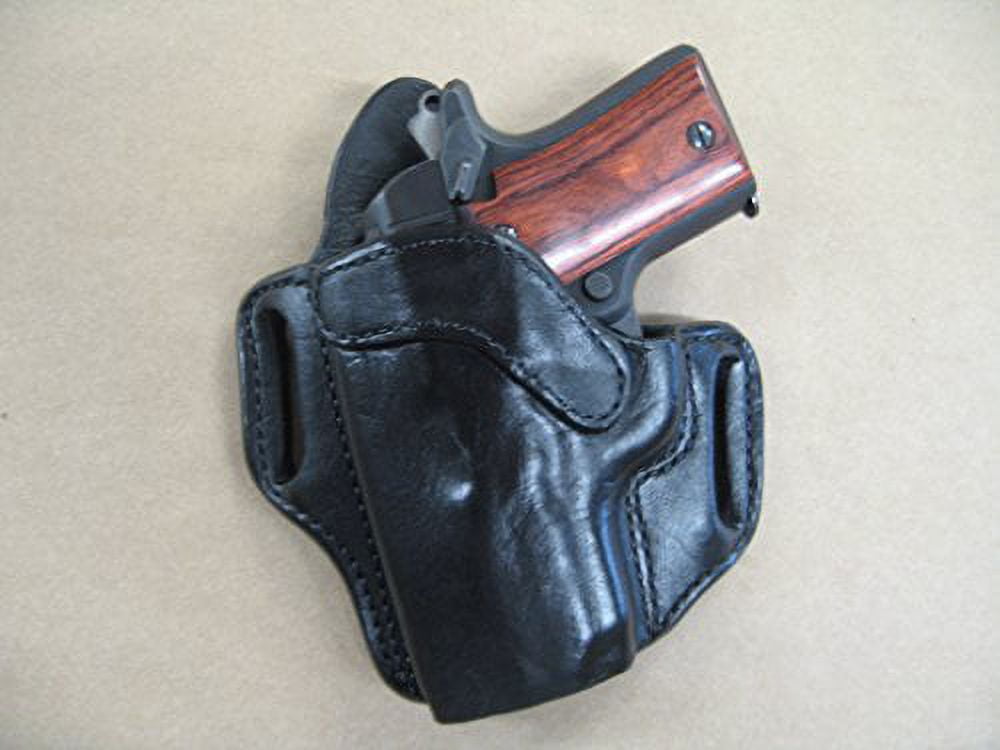Azula Gun Holsters Left Handed Black Leather 2 Slot Pancake OWB Holster for Kimber Micro 380