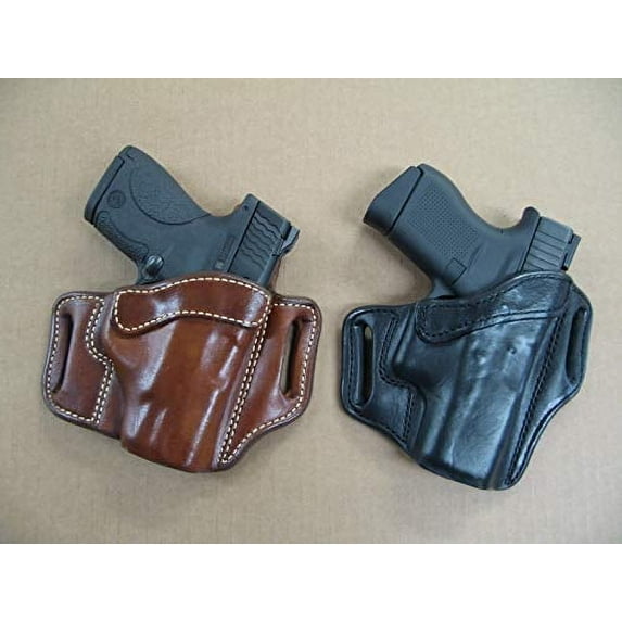 Azula OWB Leather 2 Slot Molded Pancake Belt Holster for Ruger LC9 LC9s EC9s, LC380 with Laser Black RH