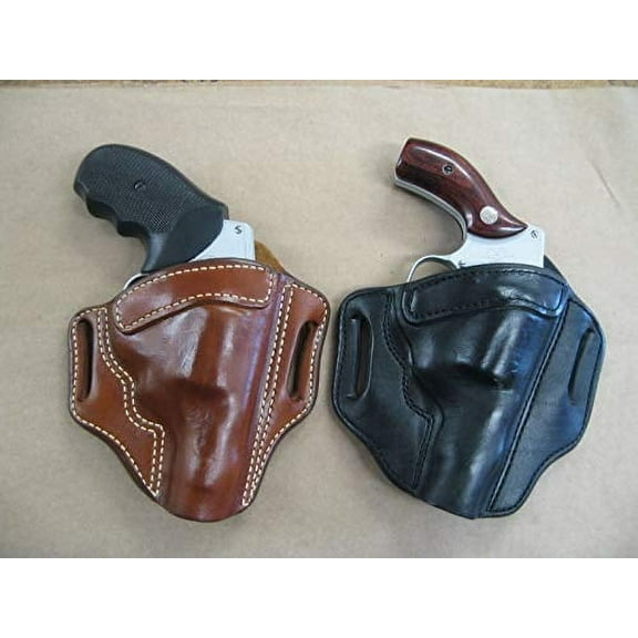 Azula OWB Leather 2 Slot Molded Pancake Belt Holster for Ruger LCR, LCRx 38 Special 2" Revolver TAN RH