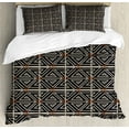thumbnail image 1 of Azulejo Duvet Cover Set, Abstract Ceramic Tiles Like Motif Geometric Aztec Ethnic Influences, Decorative 3 Piece Bedding Set with 2 Pillow Shams, King Size, Charcoal Grey Rust Dust, by Ambesonne, 1 of 3