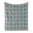 thumbnail image 1 of Azulejo Soft Flannel Fleece Blanket, Shabby Antique Portuguese Moroccan Mosaic Tiles in Classic Victorian Grunge, Cozy Plush for Indoor and Outdoor Use, 50" x 70", Pale Tan Dark Teal, by Ambesonne, 1 of 6