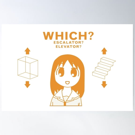 Azumanga Daioh - Escalator? Elevator? Poster Wall Art, Modern Wall Decor For Living Room Bedroom, 16x24 UNFRAMED