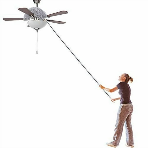 Microfiber Duster with Extension Pole(Stainless Steel) 30 to 100'', with Bendable Head, Extendable Long Duster for Cleaning Ceiling Fan, High Ceiling, Keyboard, Furniture Cars