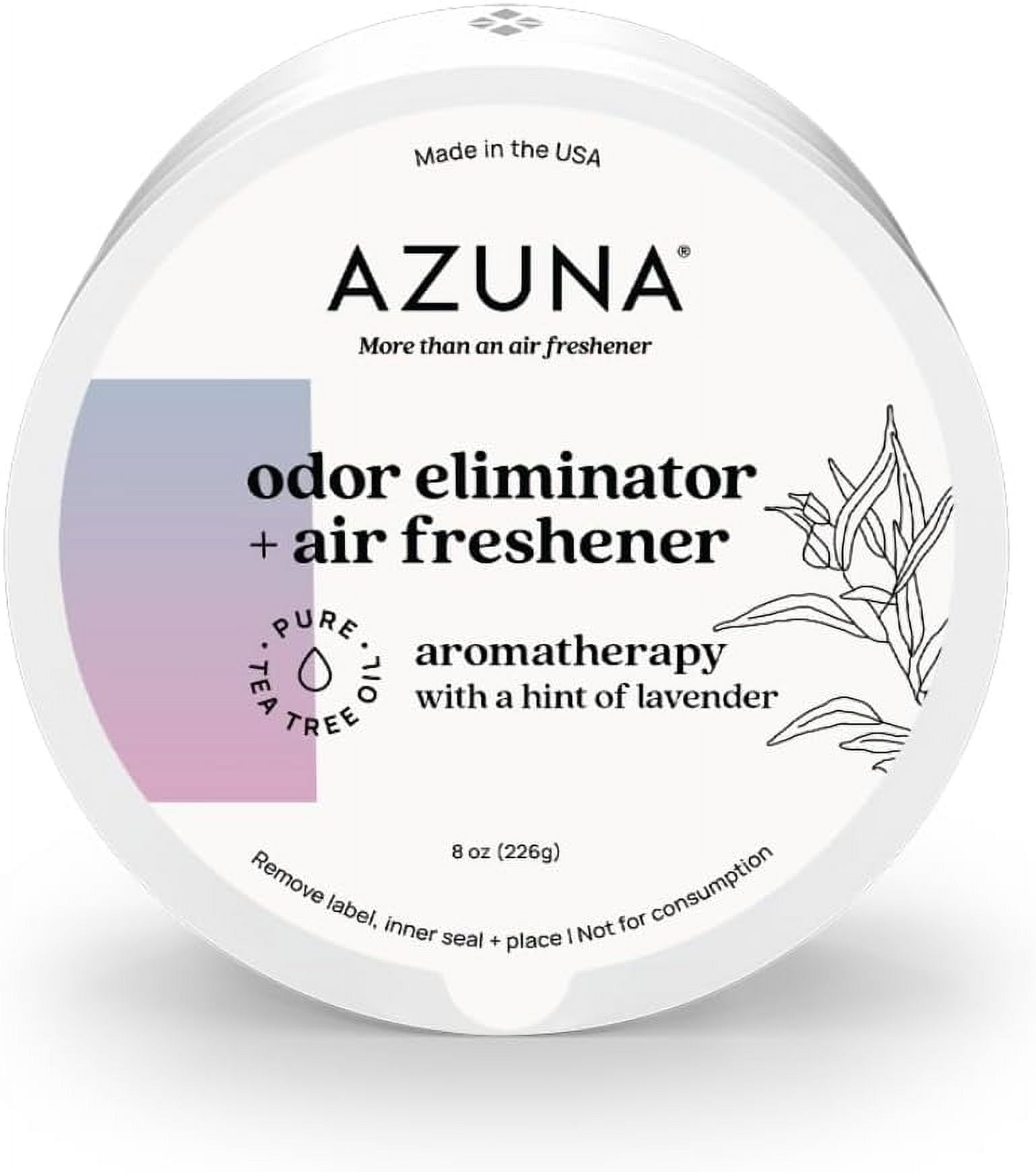 Azuna All-Natural Odor Remover Gel, Large Room | Air Purifier with Tea Tree Oil | Plant-Based & Long Lasting | For Pet Odors, Smoke & Strong Odors | Natural Scent, 8 oz.