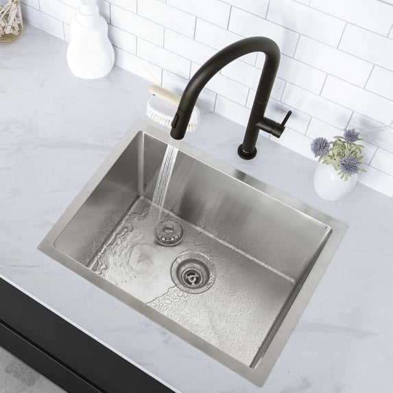 Azuni Dual Mount 22" Stainless Steel Single Bowl Laundry Sink with Strainer C122