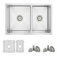 thumbnail image 1 of Azuni Dual Mount 27" Stainless Steel 60/40 Double-Bowl Kitchen Sink with 4 Accessories C227, 1 of 13