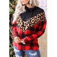 thumbnail image 1 of Azura Exchange Chevron Plaid Leopard Patchwork Turtleneck Sweatshirt Women Red Sweatshirts & Hoodies, 1 of 6