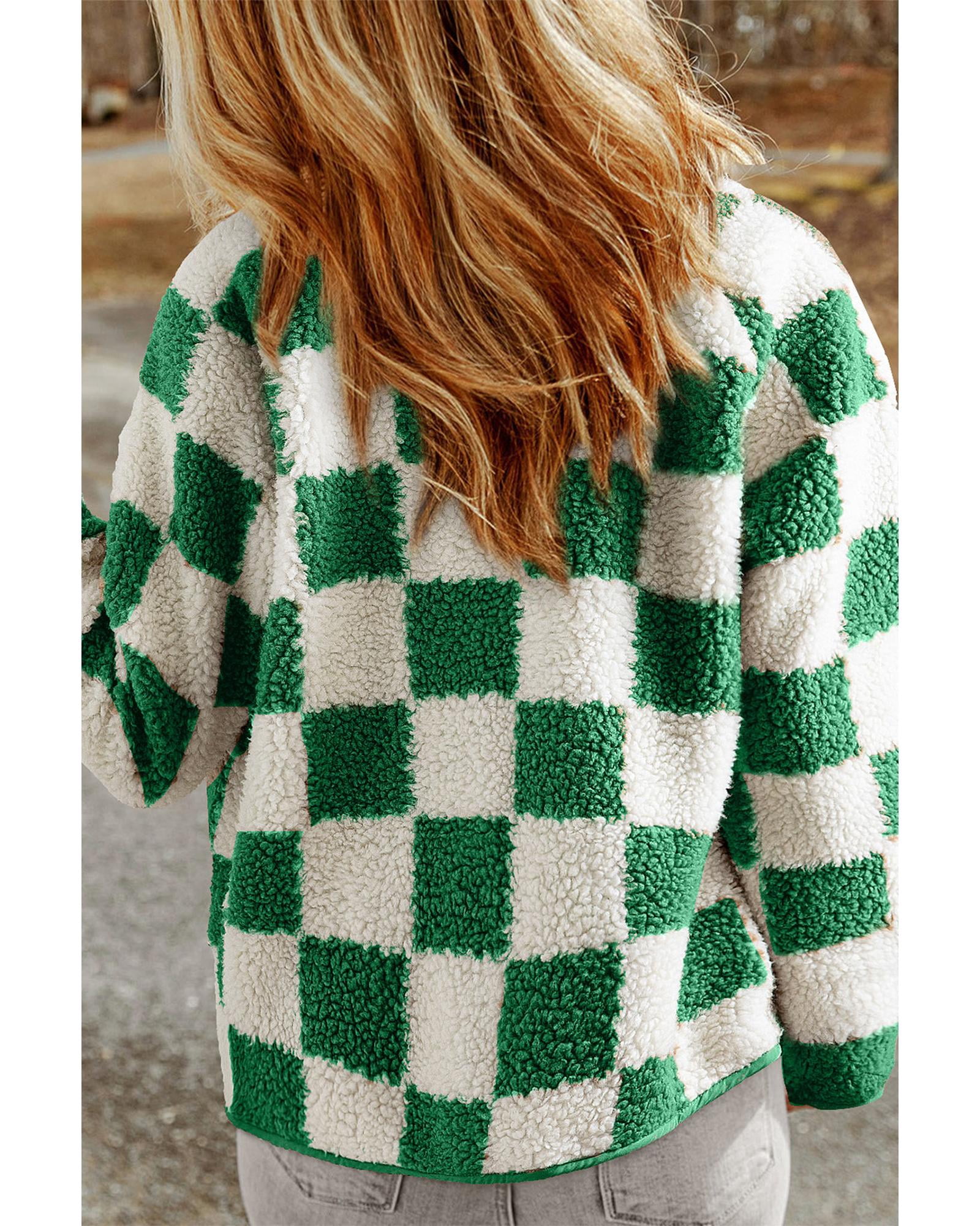 Checked Snap Button Sherpa Vest