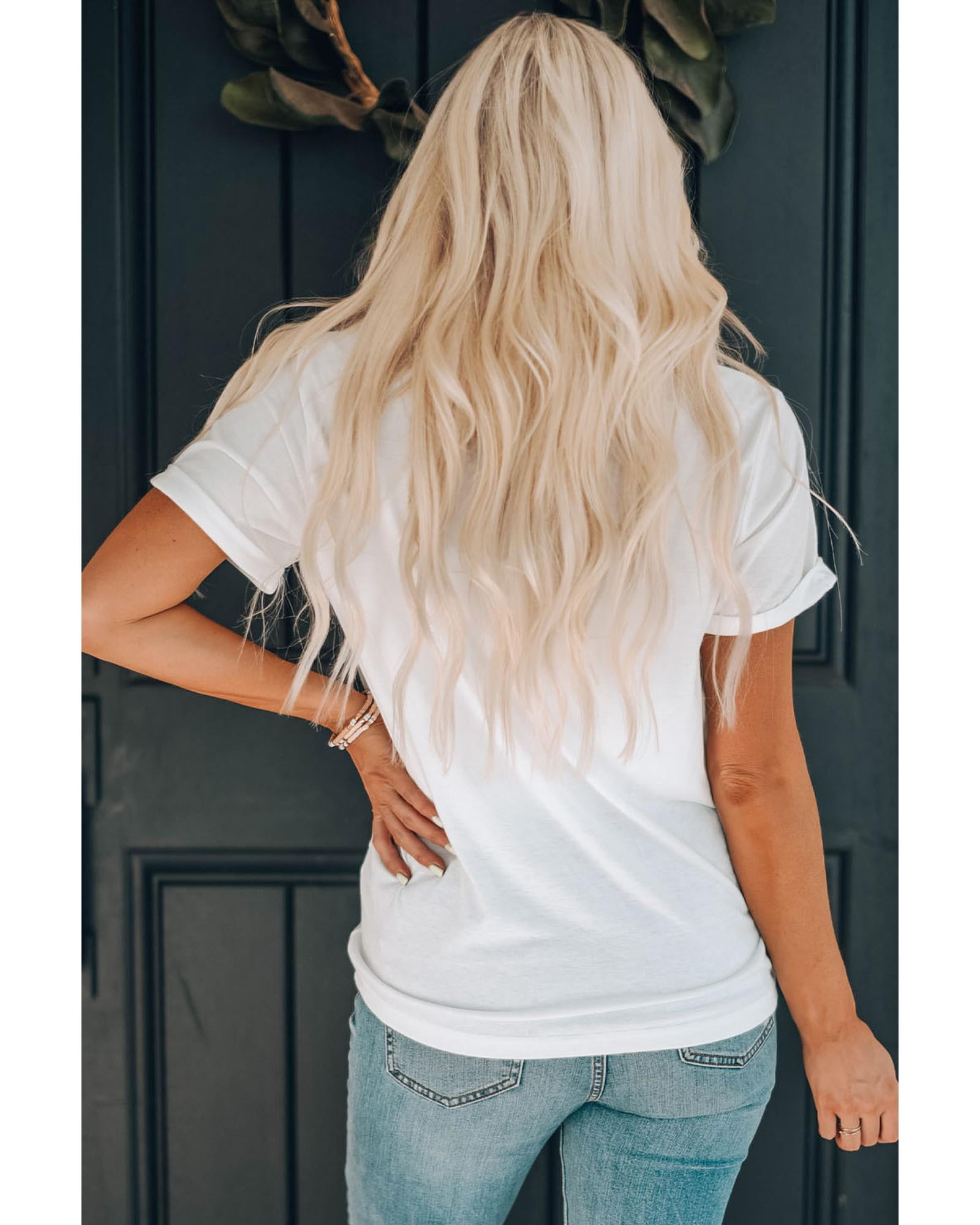 Azura Exchange White FALL BEAUTIFUL Leopard Print Short Sleeve T Shirt ...