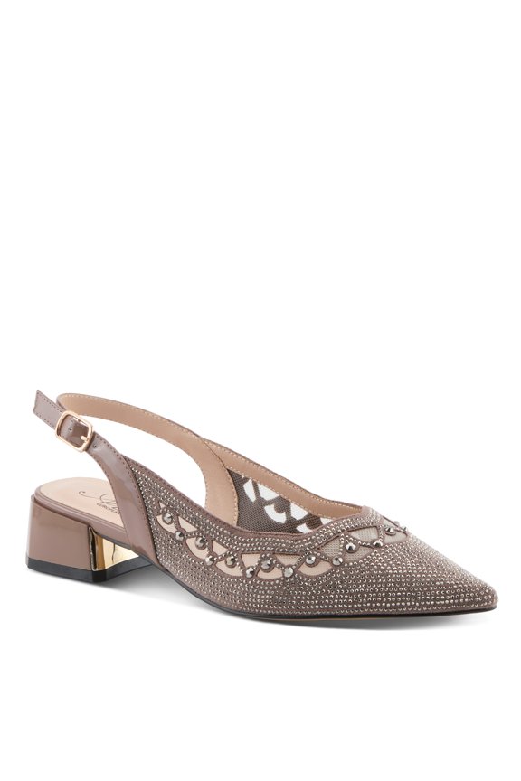 Pretigurl Women’s Slingback Pump with Crystal Touch & Soft Footbed