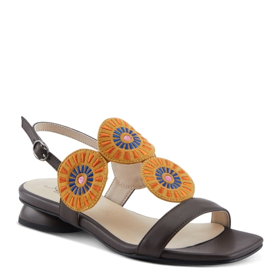 Azura Women's BROIDER Buckle Sandals - Leather Upper, Cushioned Footbed, Adjustable Slingback