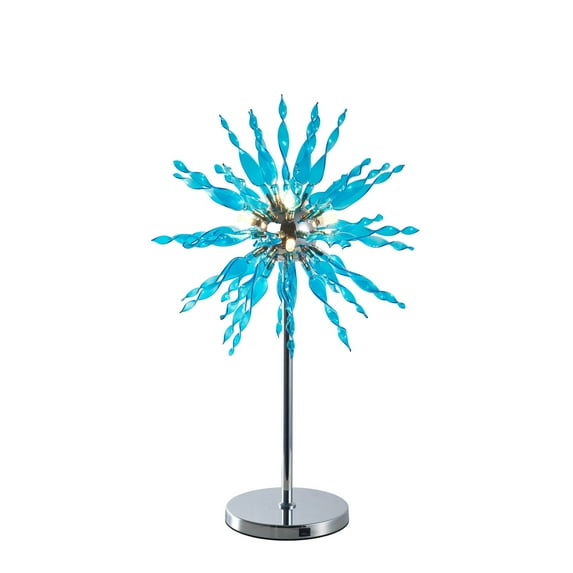 Azure 32" Hand-Blown Glass Table Lamp Chrome/Blue Glass