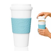 Copco Acadia 16 oz Travel Mug - Insulated Reusable Coffee Tumbler with Double-Walled Plastic, Leak-Proof Lid, BPA-Free - Portable Mug for Hot & Cold Drinks, Cup Holder Friendly (Azure Blue)