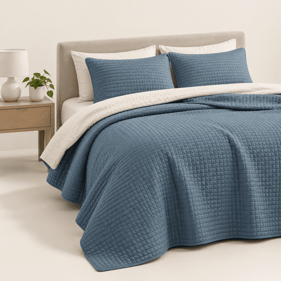 Azure Blue King Size Quilt Lightweight Bedspread Bedding Set - Walmart.com
