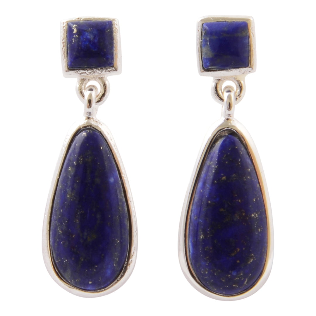 Azure Blue Lapis Silver Post Drop Earrings - Walmart.com