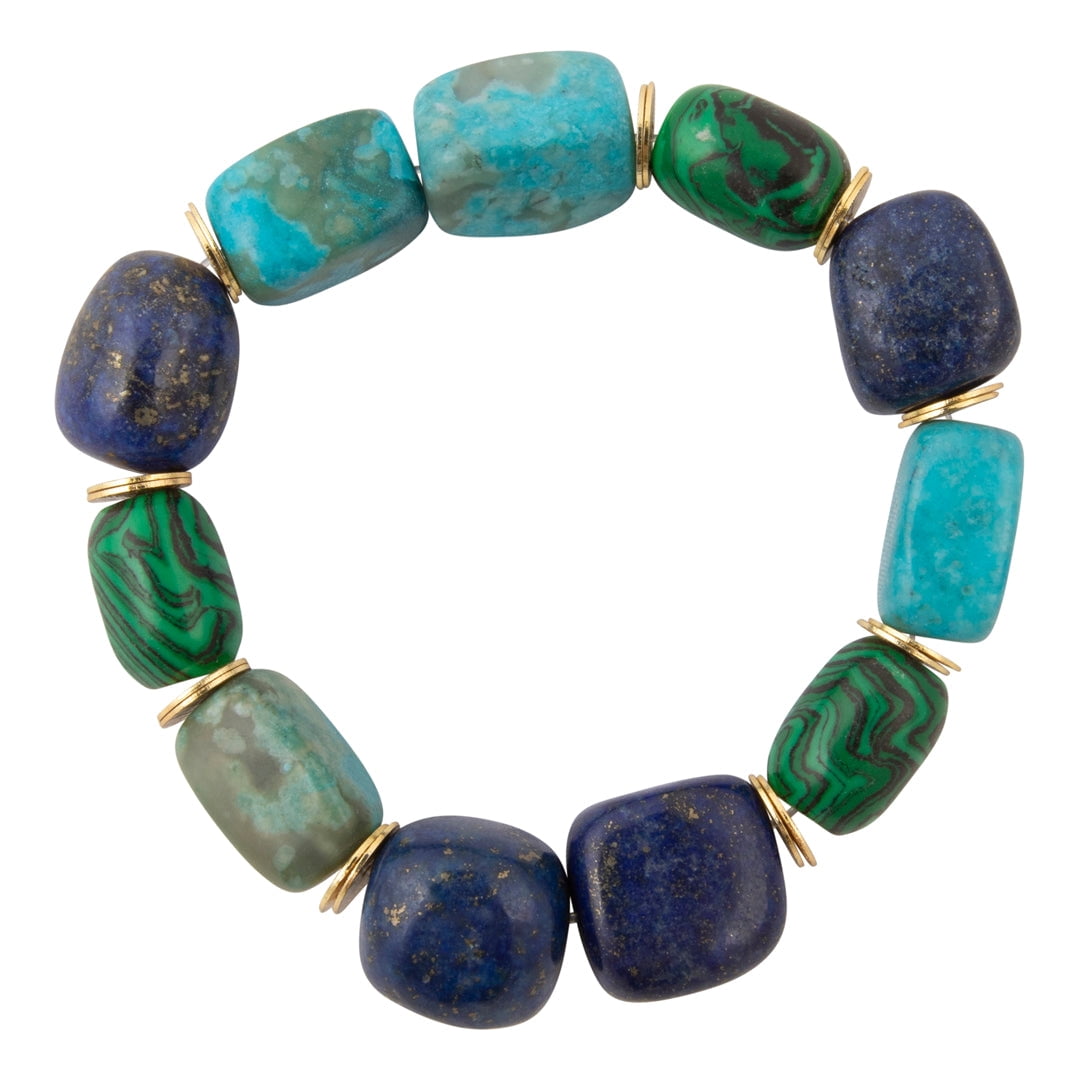 Azure Blue Lapis and Turquoise Green Malachite Golden Bracelet ...