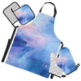 thumbnail image 1 of Azure Blue Marble 5 Pcs Kitchen Set Heat Resistant Oven Mitts and Non-Slip Pot Holders with Adjustable Cooking Apron, 1 of 6