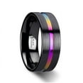 thumbnail image 1 of Azure Flat Black Ceramic Ring Brushed With Rainbow Groove 4mm, 1 of 2